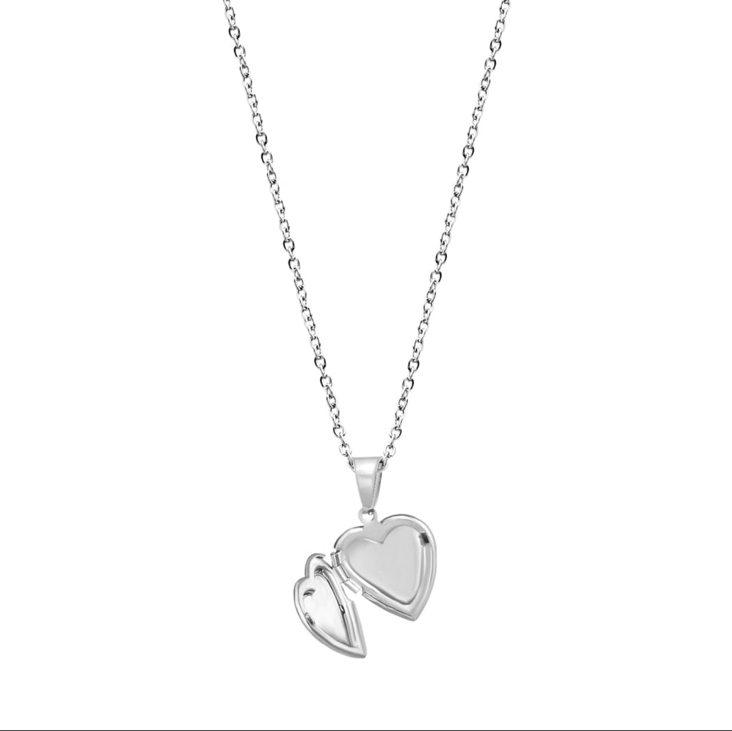 Evermore Heart Locket Necklace (Silver)